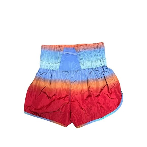 Free People Movement The Way Home Shorts Red Blue Ombre Smocked Brief Size XS - Picture 15 of 16